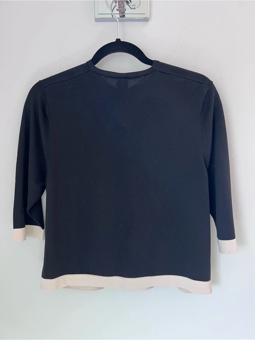 CHANEL Black Cardigan Jacket with Cream Trim